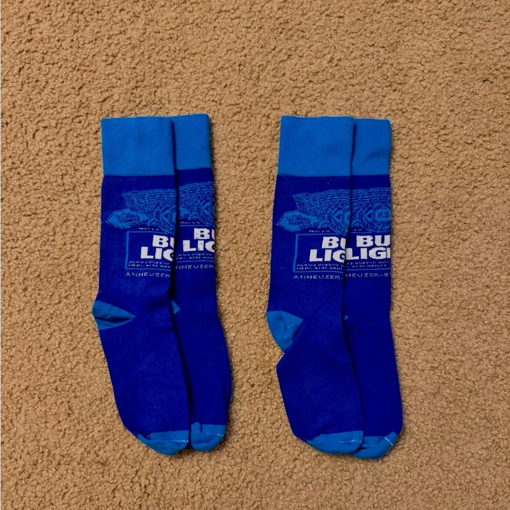 New Anheuser Busch BUD LIGHT socks - 2 pairs